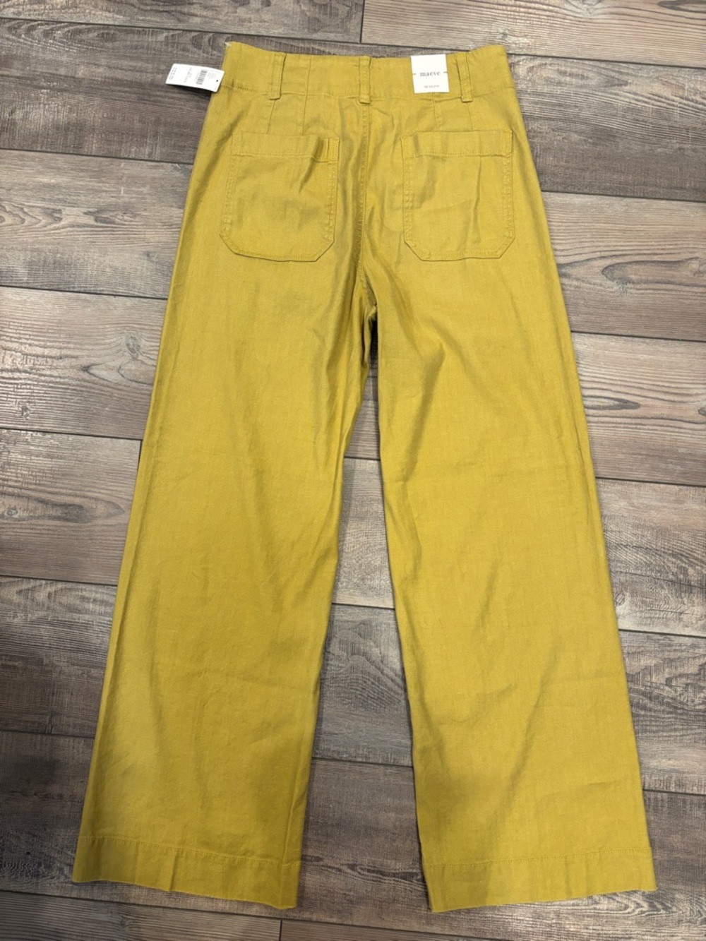 Anthropologie Maeve The Colette Cropped Linen Wide Leg Pants Yellow 28 Tall - Picture 7 of 8